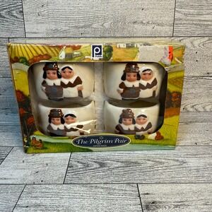 Publix The Pilgrim Pair Thanksgiving Napkin Rings Holders Set of 4. Mint Cond.